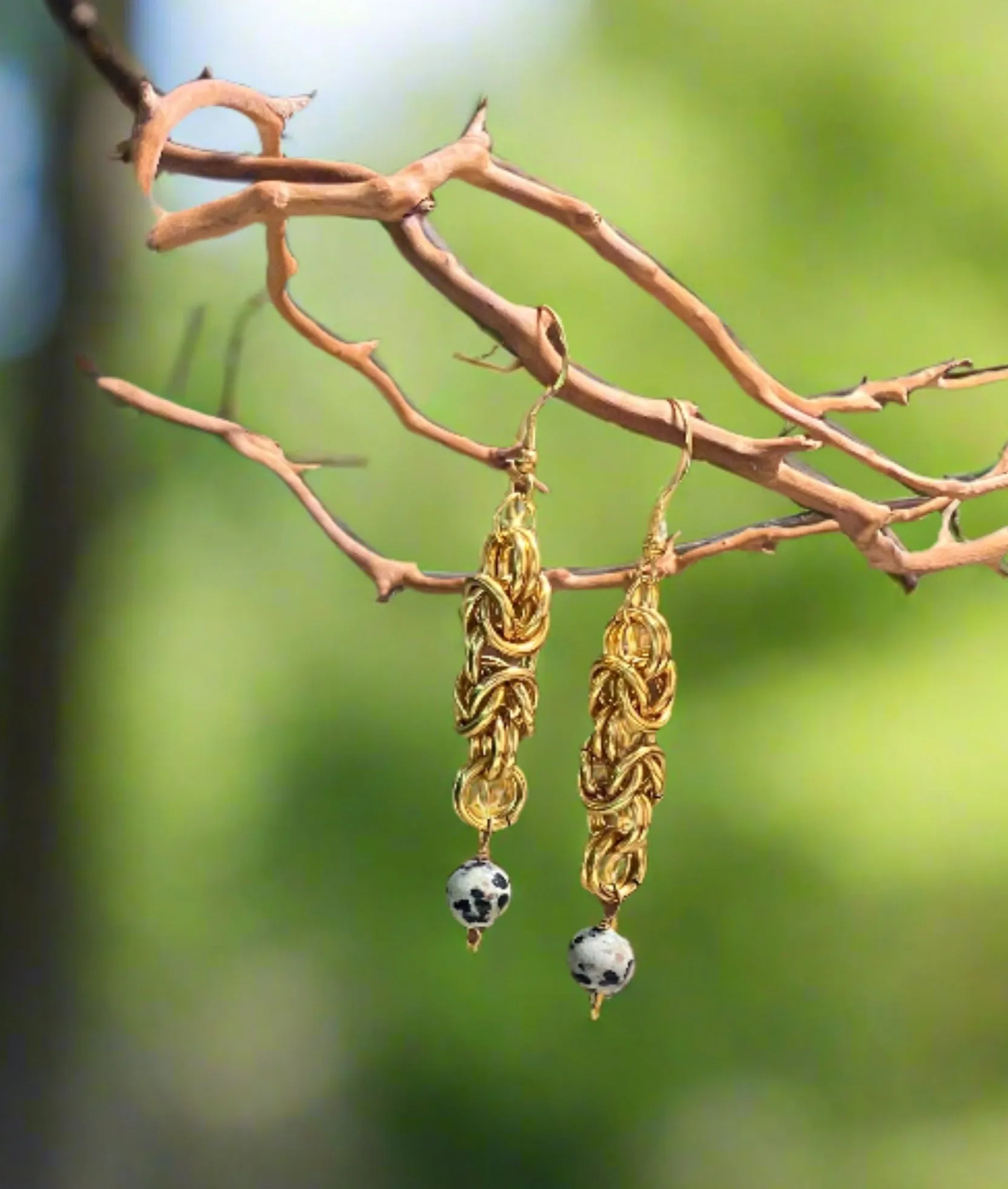 Chainmaille Earrings with Gemstone