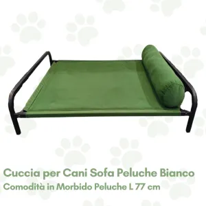 Chaise Lounge per Cani in Velluto Verde 79 cm