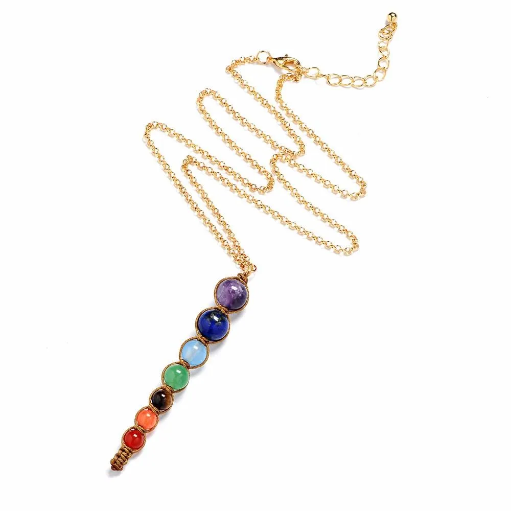 Chakra Balancing Beaded Water Drop Necklace