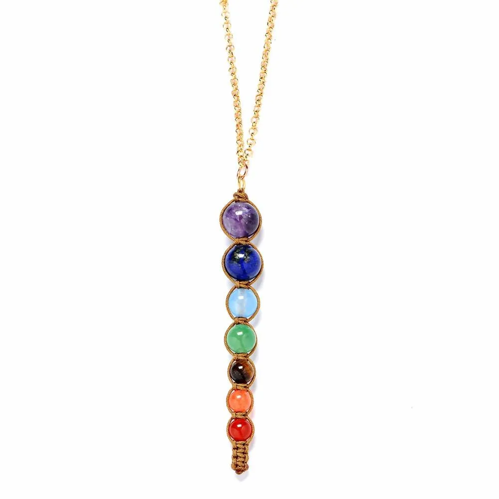 Chakra Balancing Beaded Water Drop Necklace