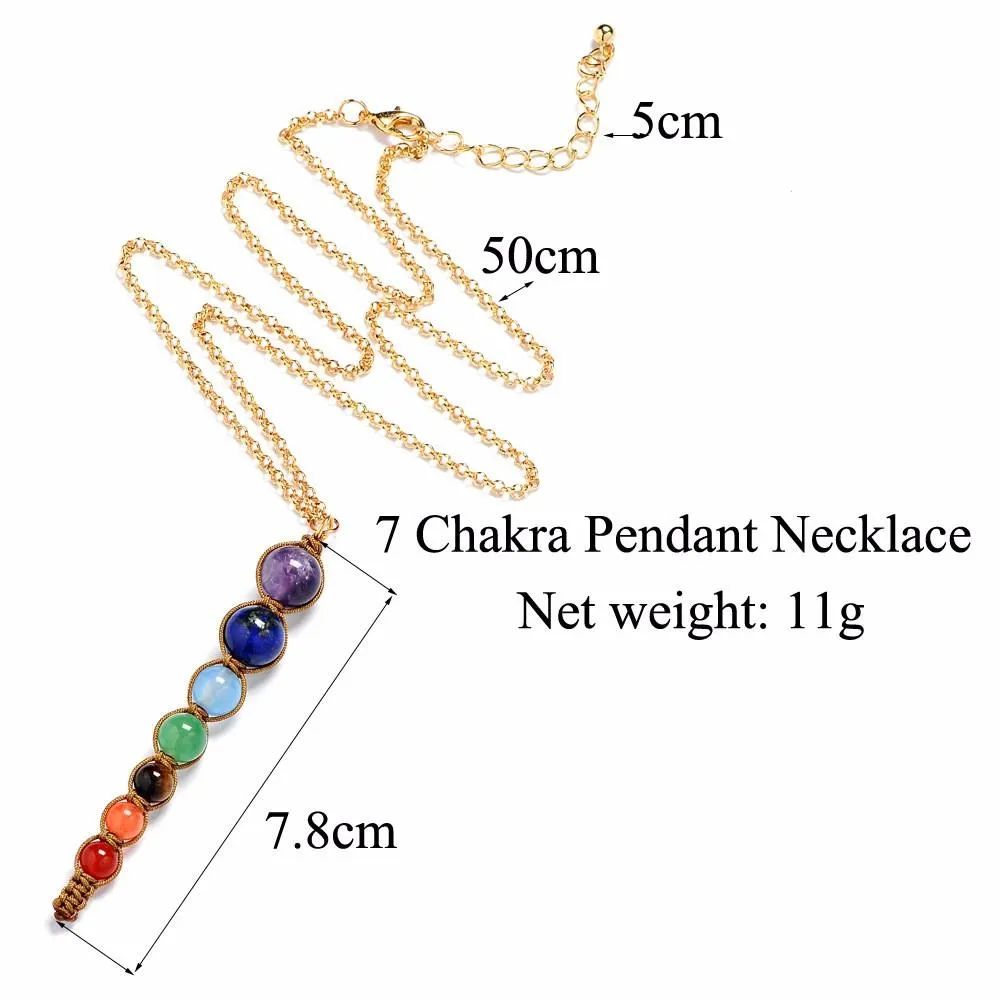 Chakra Balancing Beaded Water Drop Necklace