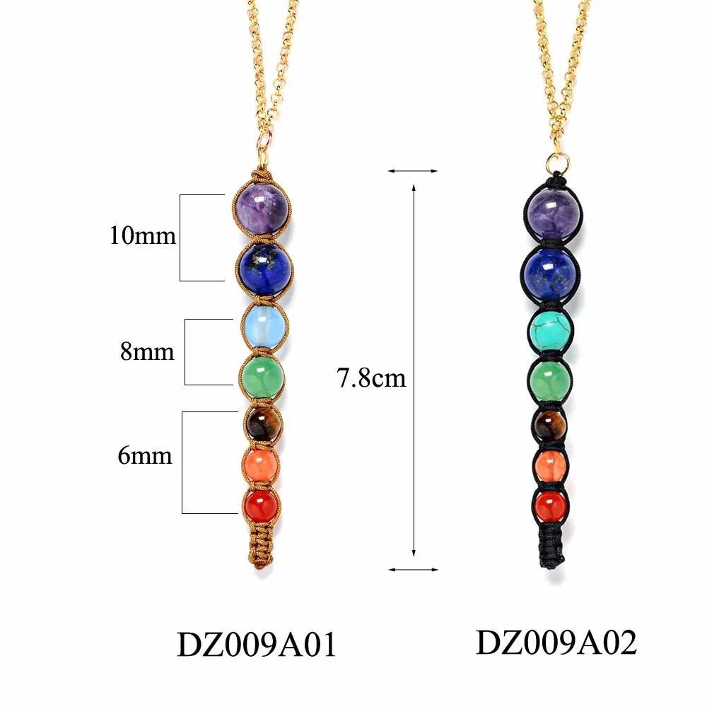 Chakra Balancing Beaded Water Drop Necklace