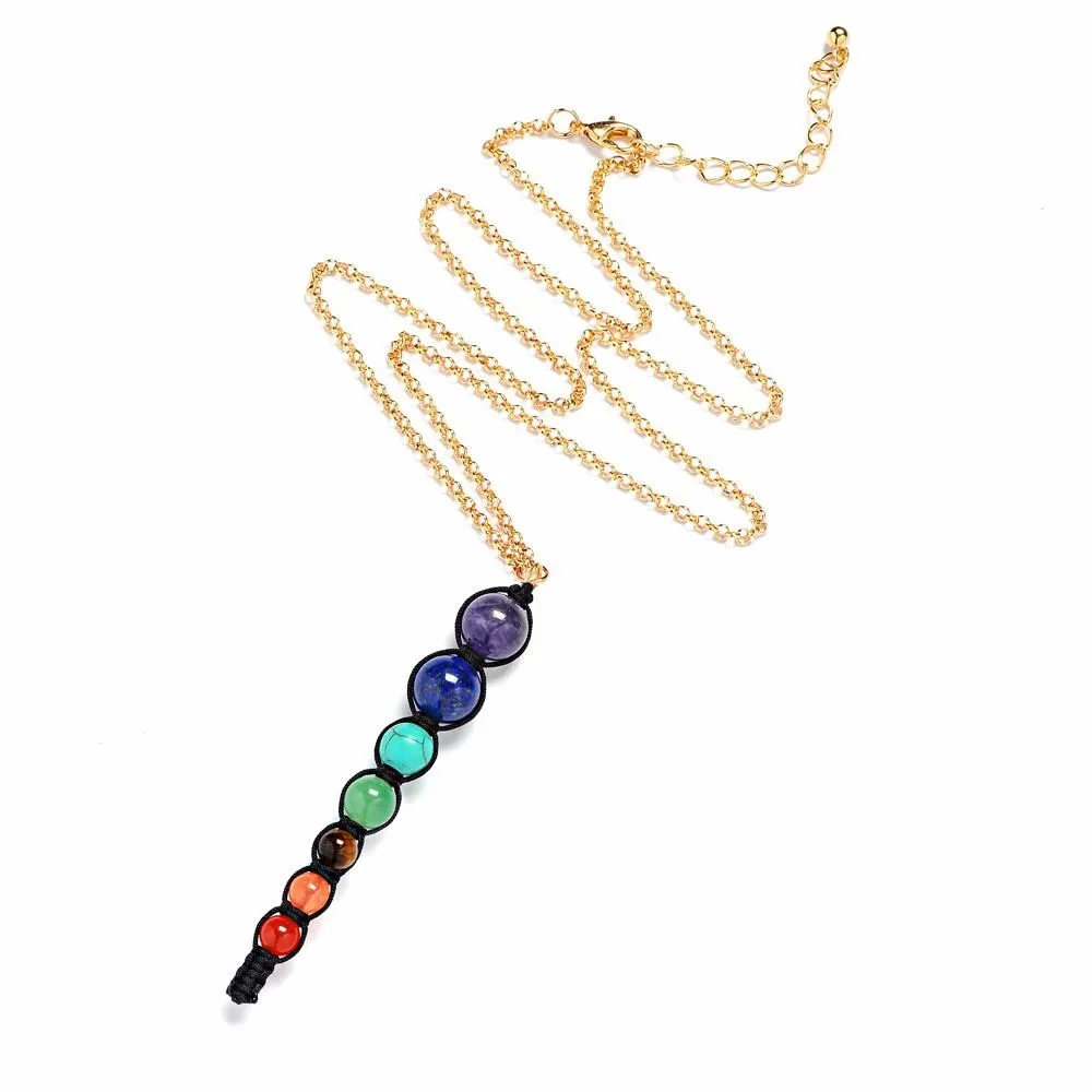 Chakra Balancing Beaded Water Drop Necklace