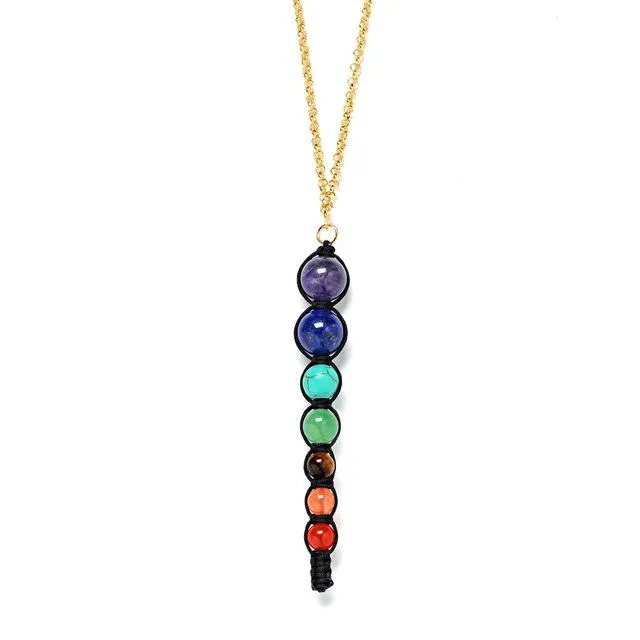 Chakra Balancing Beaded Water Drop Necklace