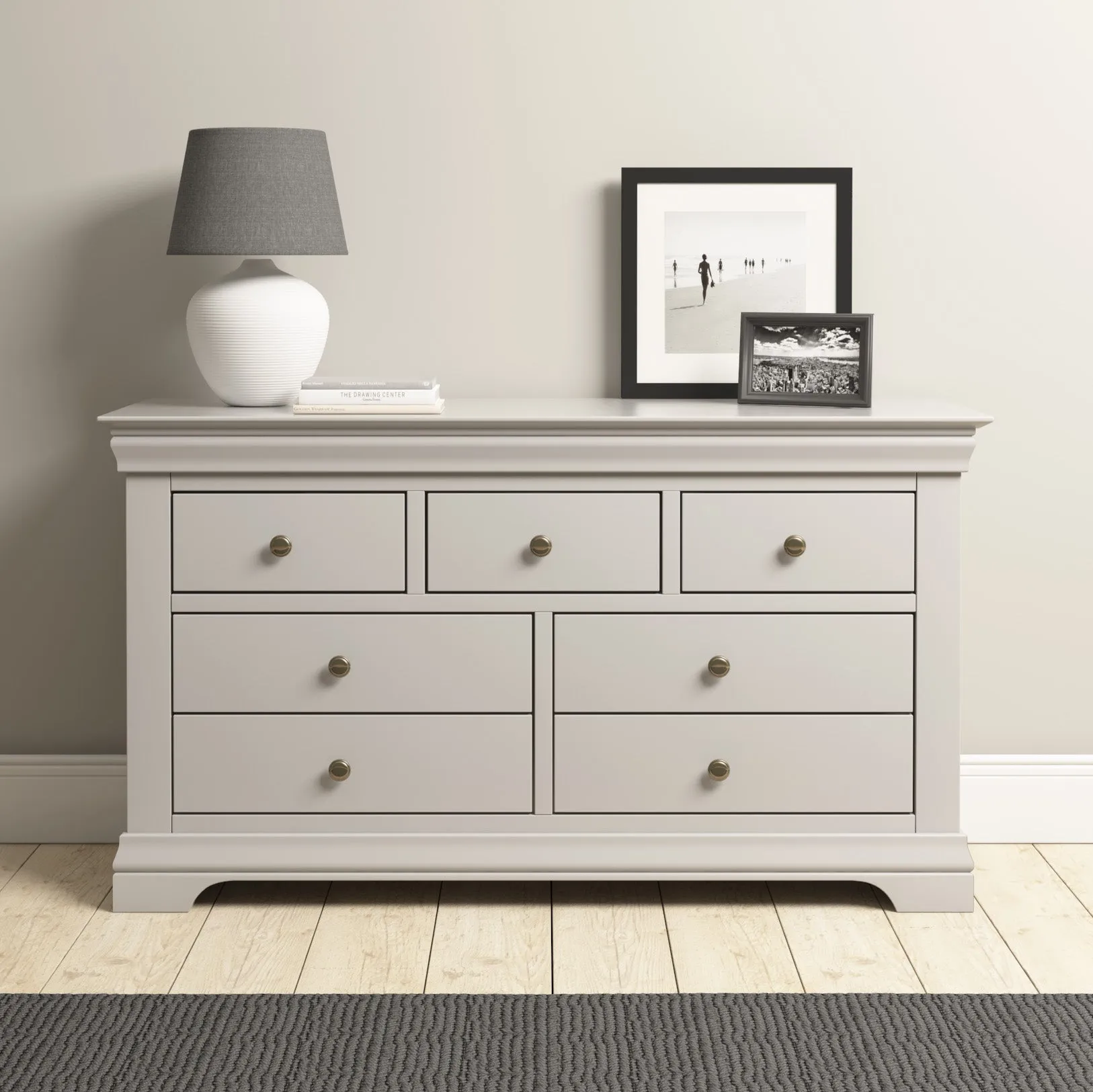 Chalbury 3 Over 4 Chest of Drawers in Pebble Grey