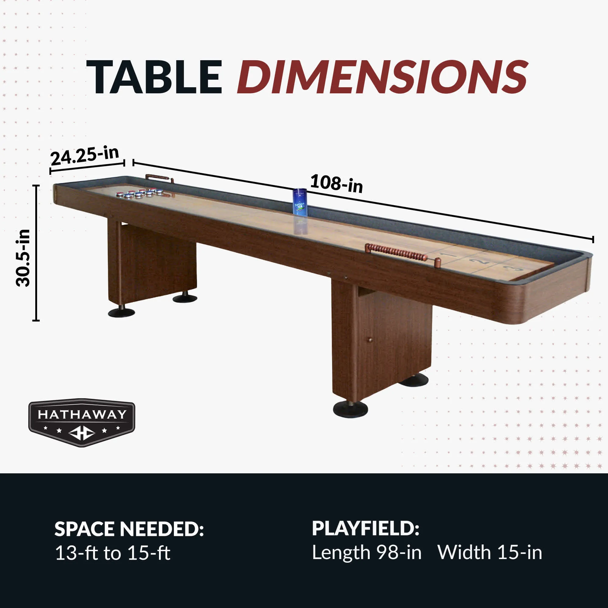 Challenger Shuffleboard Table - Walnut Finish