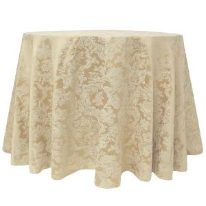 Champagne 68" Round Miranda Damask Tablecloth