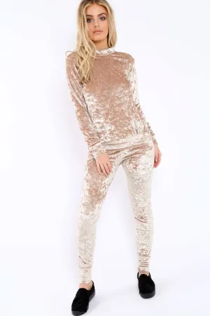 Champagne Crushed Velvet Tracksuit - Romy