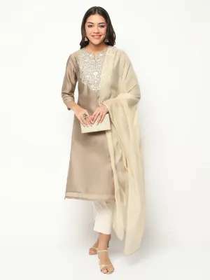 Champagne embroidered kurta set