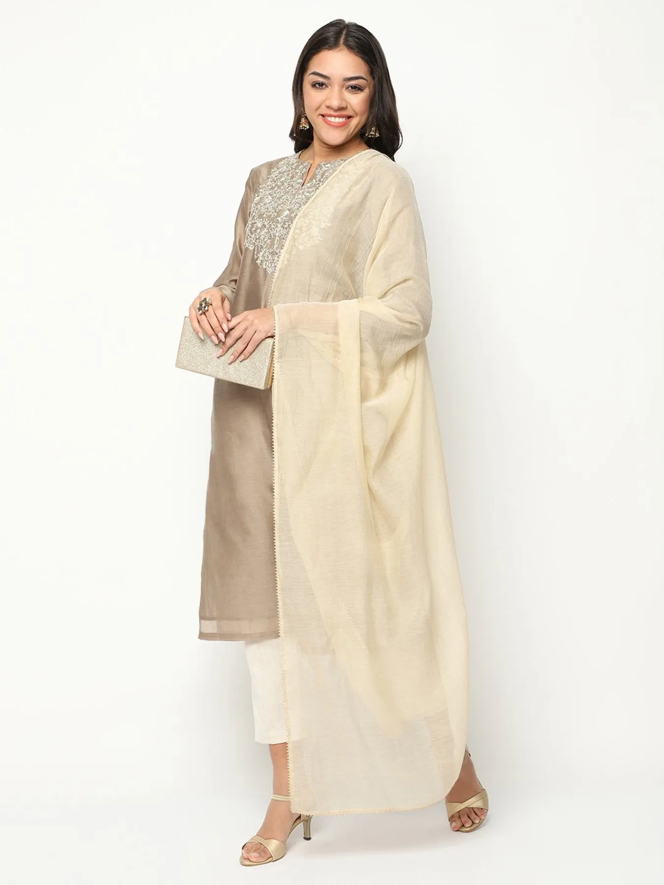 Champagne embroidered kurta set