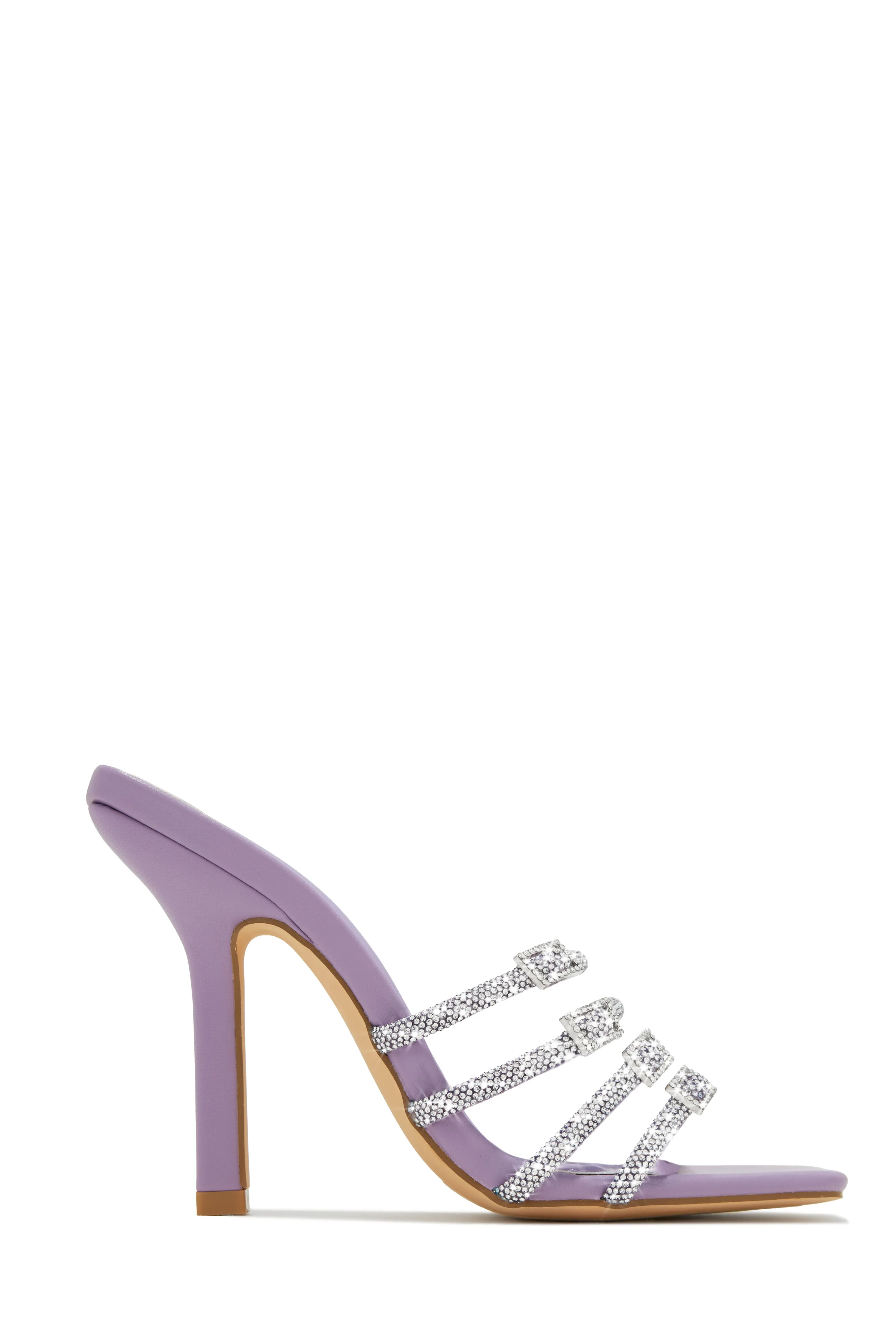 Champagne Taste Embellished High Heel Mules - Lavender