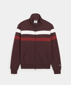 Champion Striped Full-Zip Sweatshirt in Cordovan