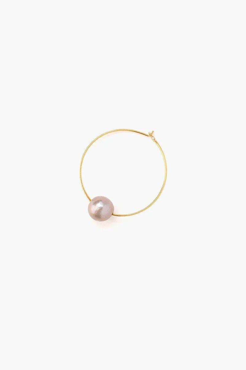 Chan Luu Grey Floating Pearl Hoop Earrings