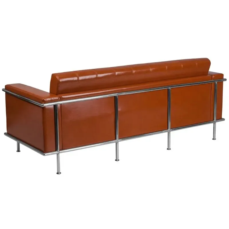 Chancellor "Irma" Cognac Leather Sofa with Encasing Frame