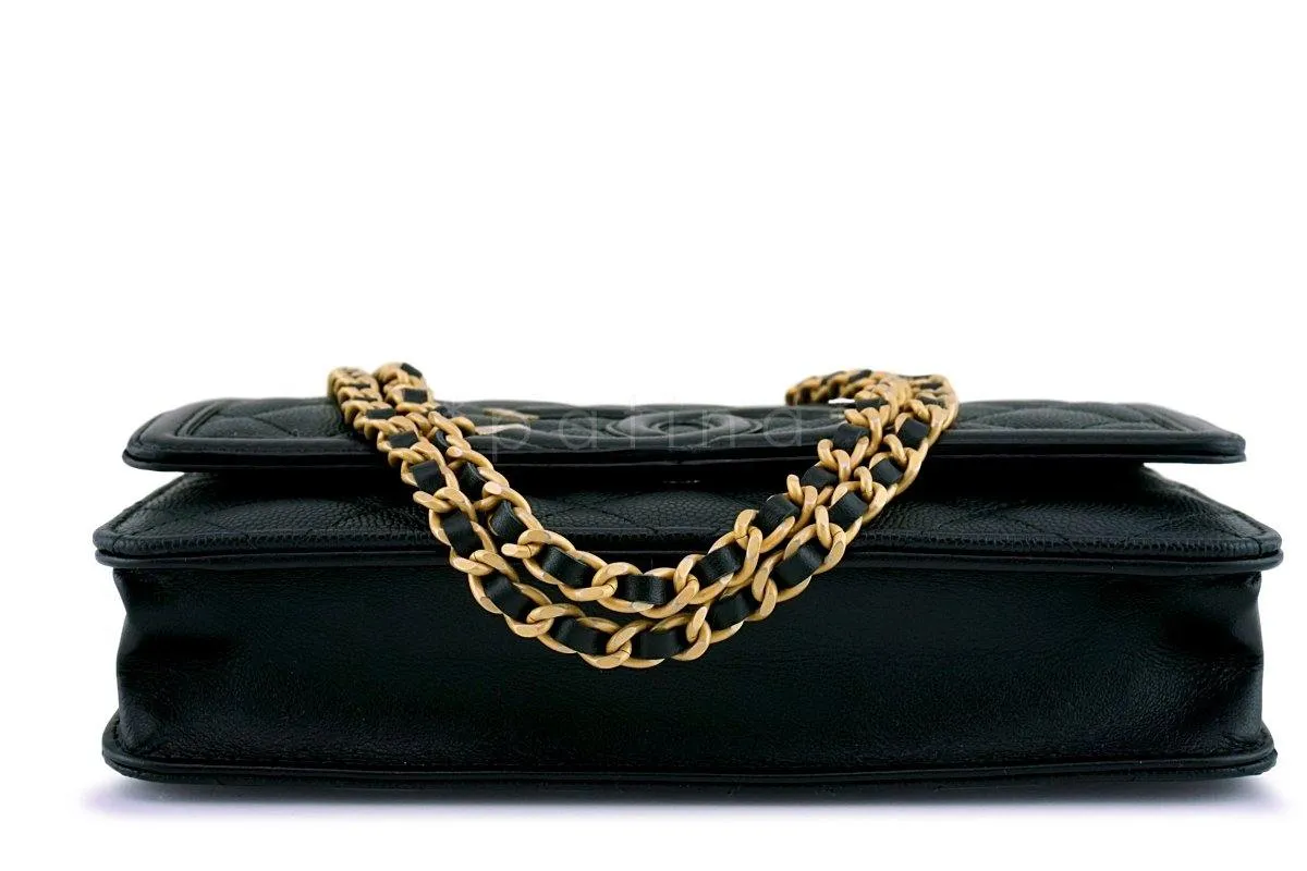 Chanel Black Caviar Filigree WOC Wallet on Chain Flap Bag