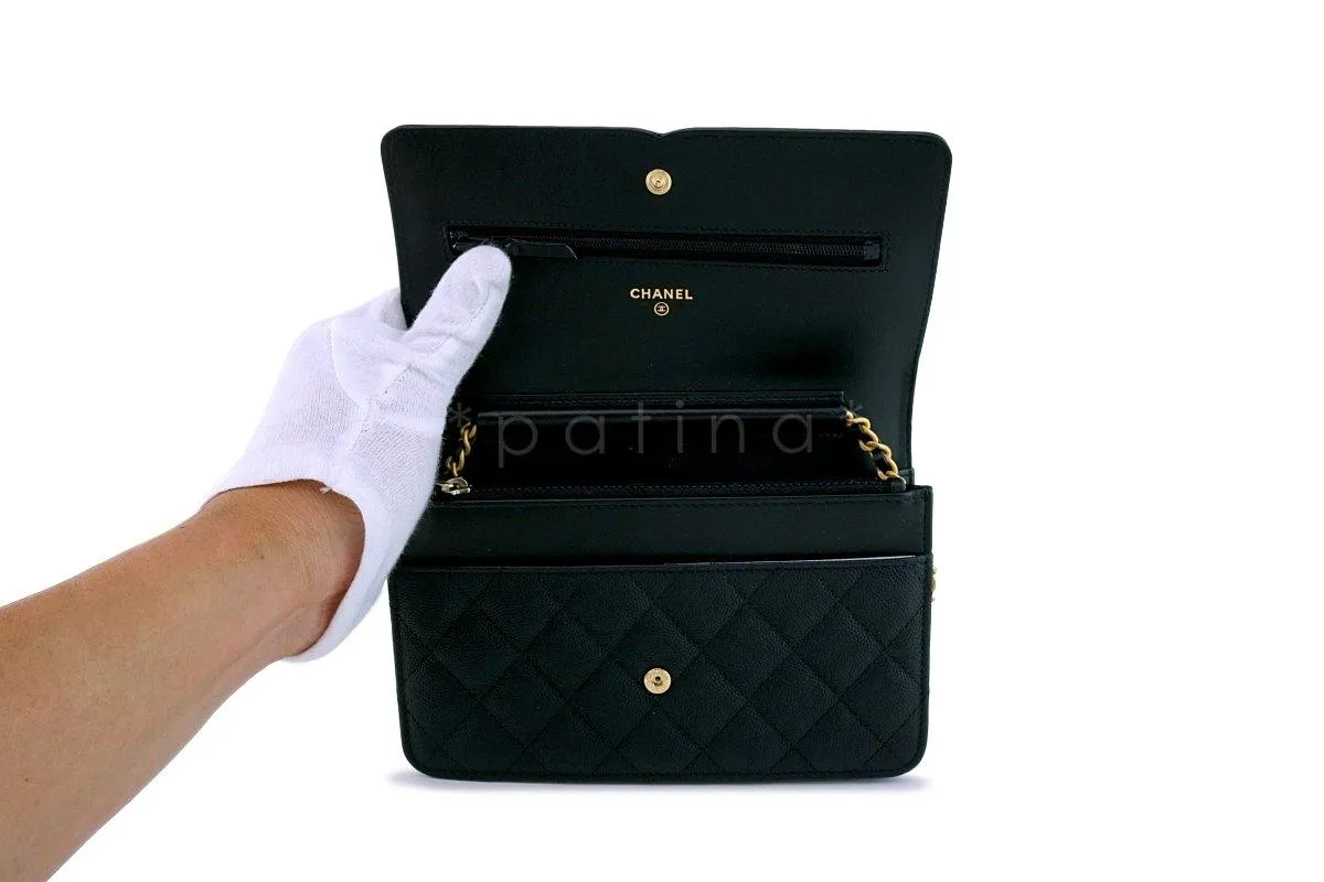 Chanel Black Caviar Filigree WOC Wallet on Chain Flap Bag