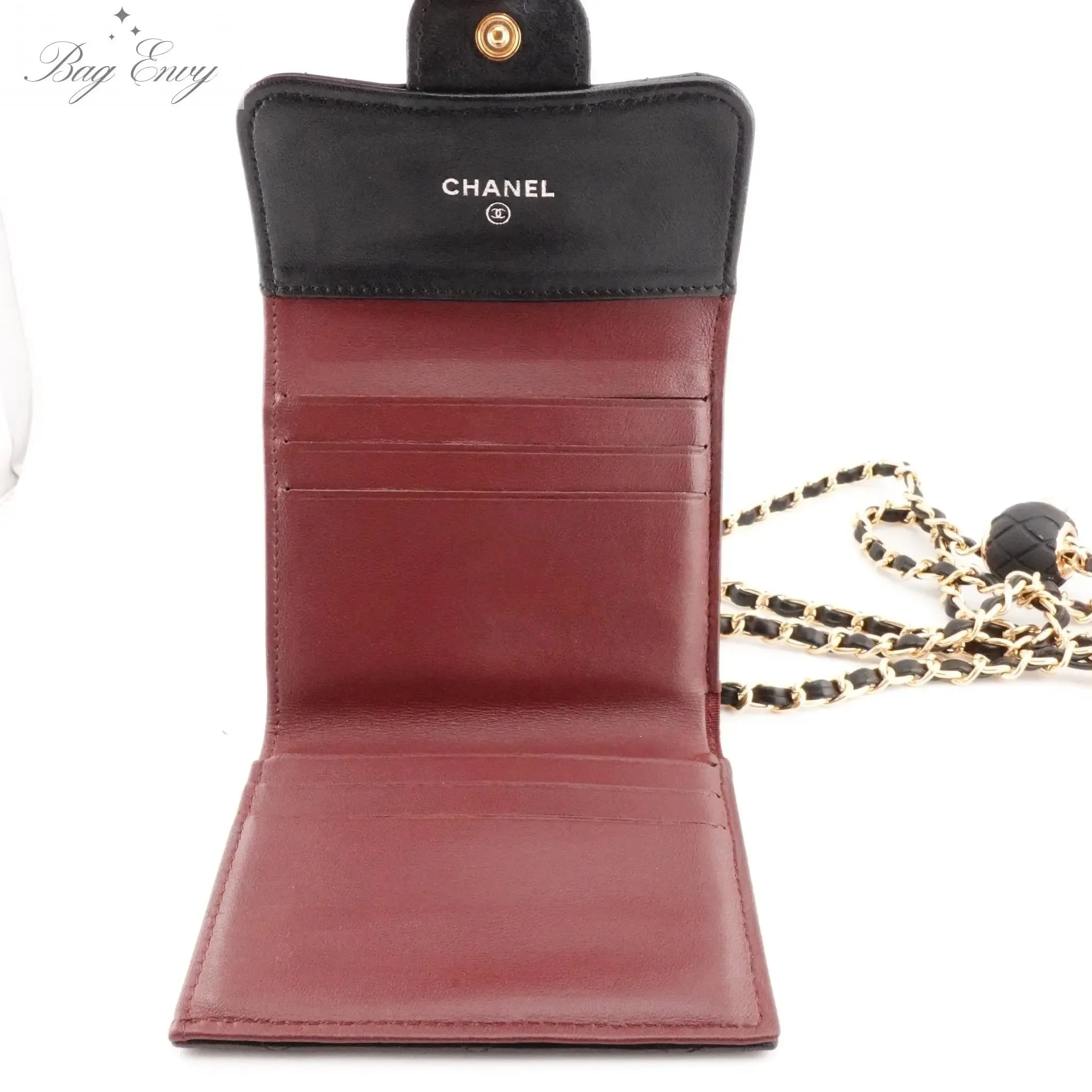 CHANEL Lambskin Classic Flap Compact Wallet on Adjustable Chain