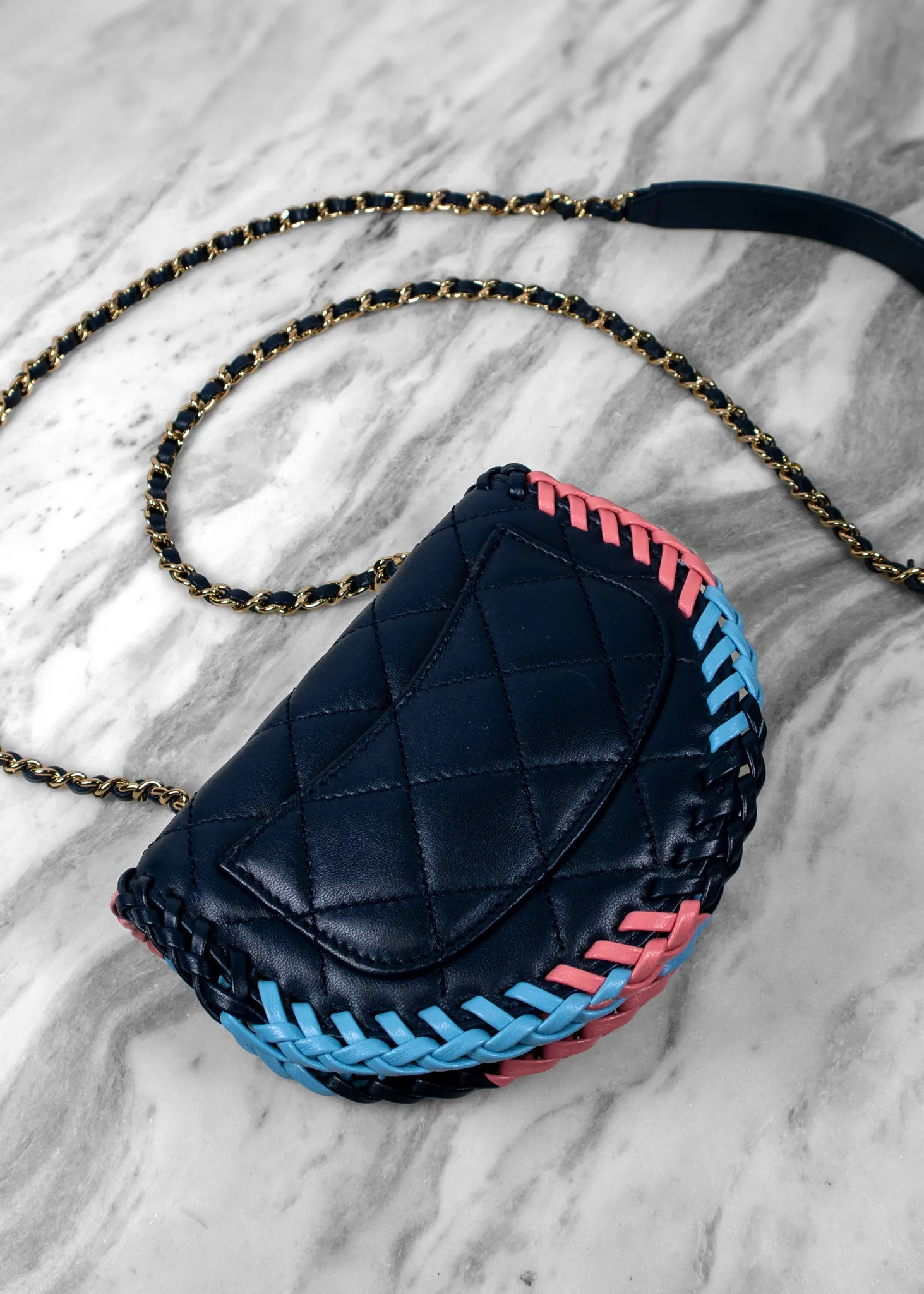 Chanel Lambskin Quilted Braided Messenger Flap Bag