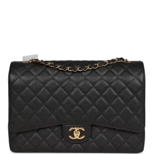 Chanel Maxi Classic Double Flap Black Caviar Gold Hardware