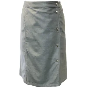 Chanel Silver Grey Wool and Silk Skirt with Buttons