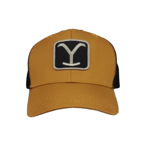 Changes Yellowstone Men's Camel Tan & Black Trucker Cap