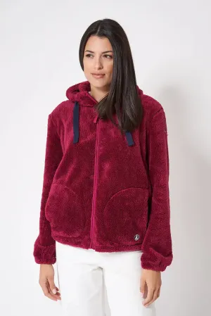 Chaqueta de forro polar de pelo largo con capucha