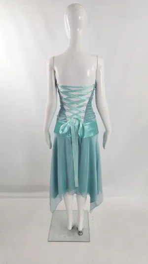 Charas Vintage y2k Ribbon Back Mint Blue Corset Fairy Dress, 2000s