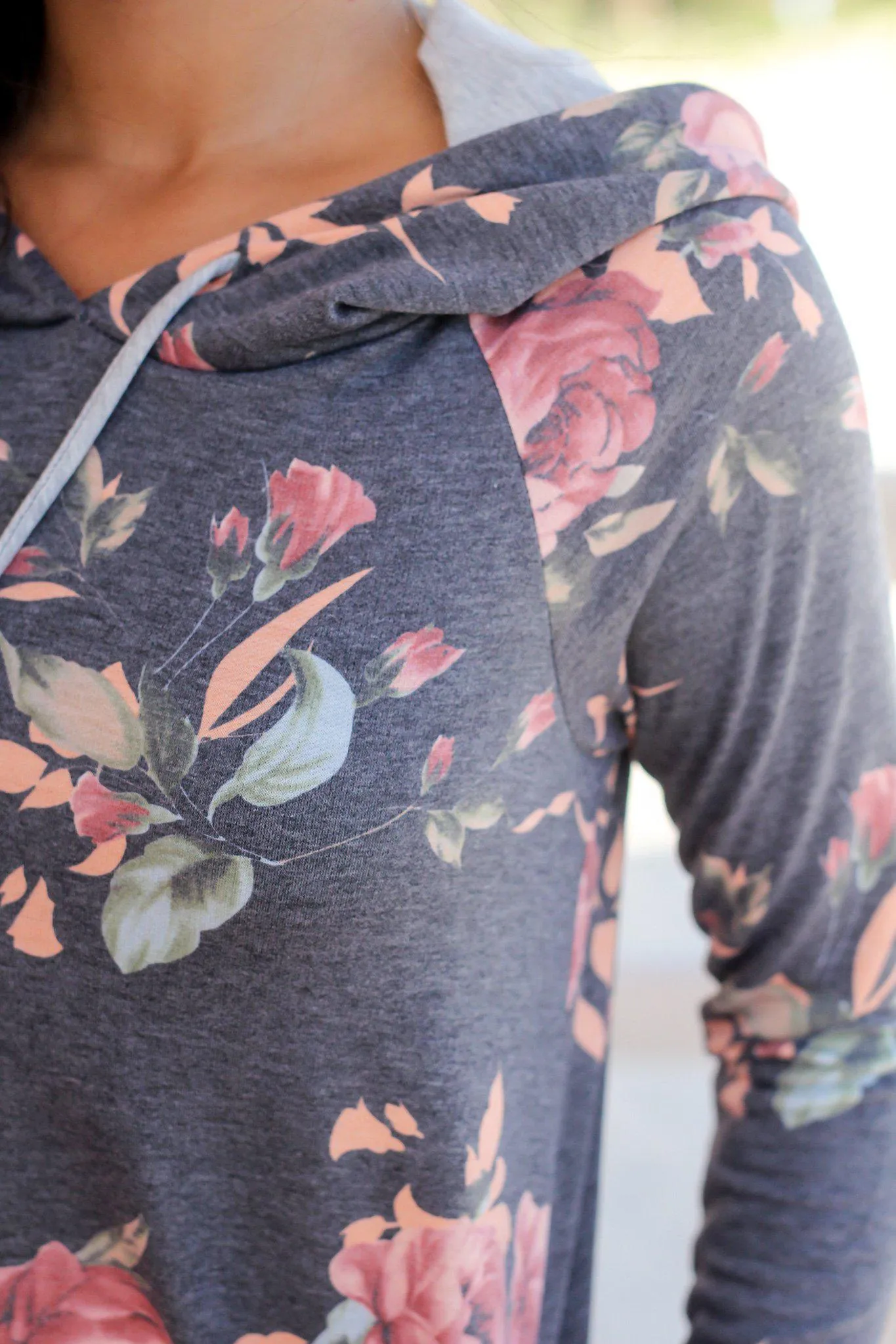 Charcoal Floral Hoodie Dress