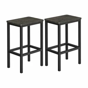 Charcoal Gray Bar Stools, Footrests, Steel Frame, Set of 2 VASAGLE