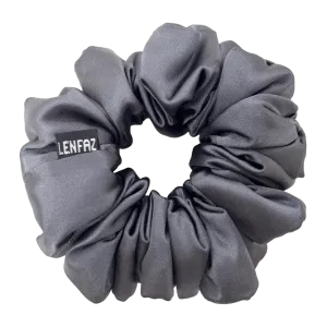 Charcoal Grey Satin Silk Scrunchie