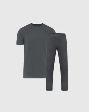 Charcoal Heather Gray Loungewear Short Sleeve Tee And Pant Set