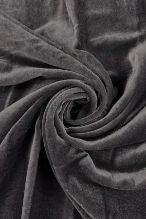 Charcoal Silk Rayon Velvet Fabric