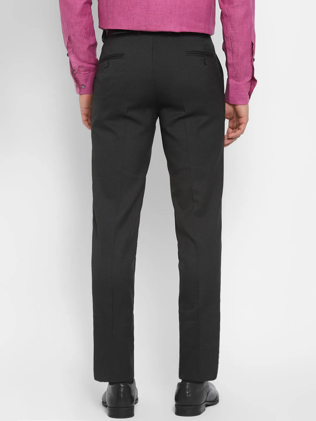 Charcoal Slim Fit Self Design Trouser