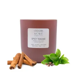 Charis & Cale Spicy Teacake Candle Jar - 150 Gm | Smokeless, Soot-Free & Non-Toxic Candles for Home Decor & Aromatherapy | Long Burning Time of 25  Hours | Best for Gifting & Meditation