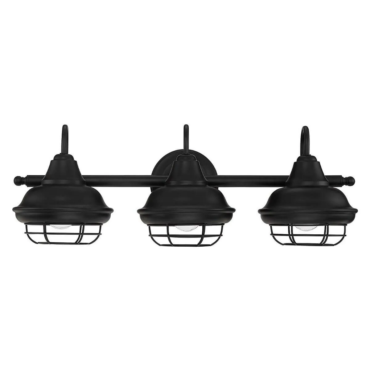 Charleston Matte Black 3 Light Wall Sconce / Bathroom Fixture