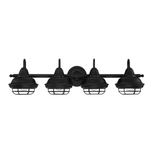 Charleston Matte Black 4 Light Wall Sconce / Bathroom Fixture