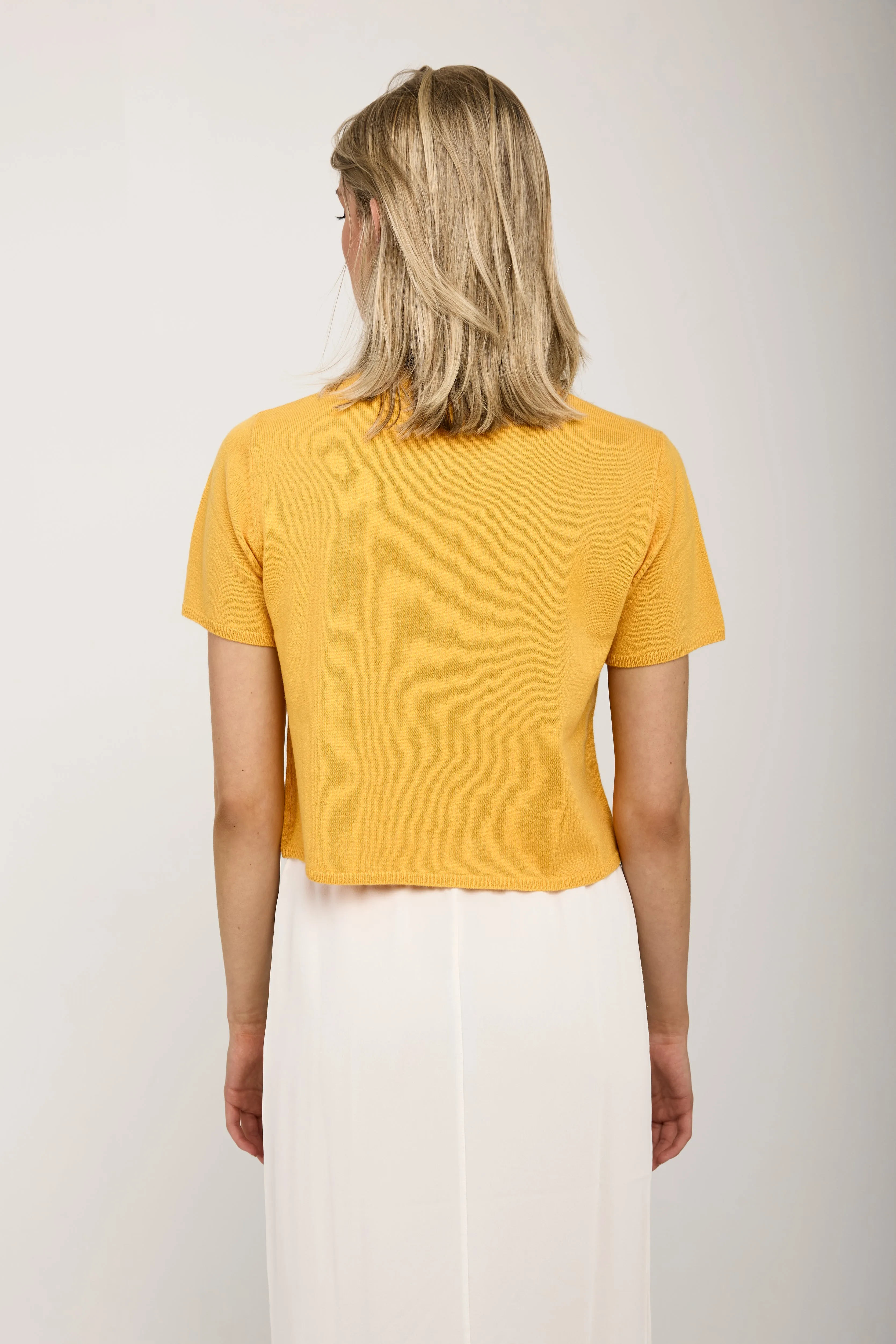 Charleston Short Sleeve Cashmere Top in Marzipan