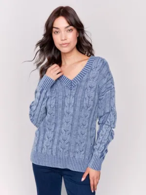 Charlie B C2691 Cold-Dye Cable Knit Sweater