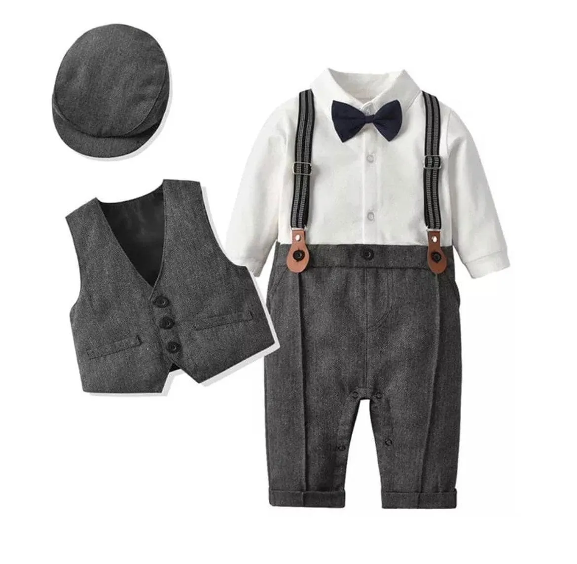 Charlie - Baby Boy Gentleman Romper Wedding Suit , Size Newborn to  3 years