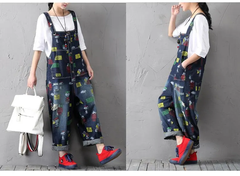 Charlie Brown and Snoopy 90's Denim Overalls