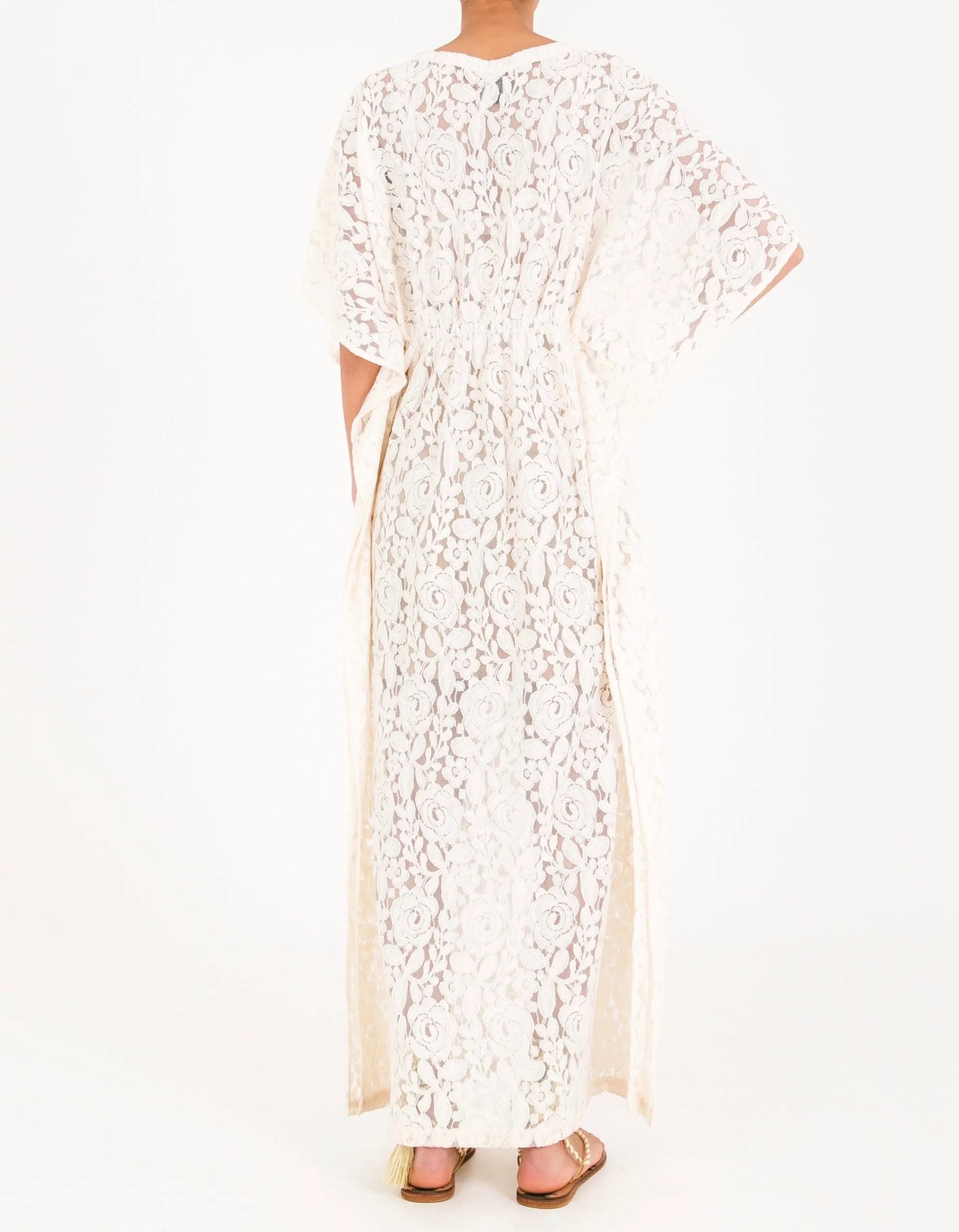 CHARLIE Off-White Lace Kaftan