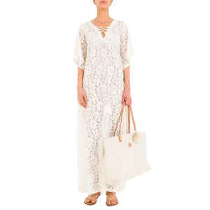 CHARLIE Off-White Lace Kaftan