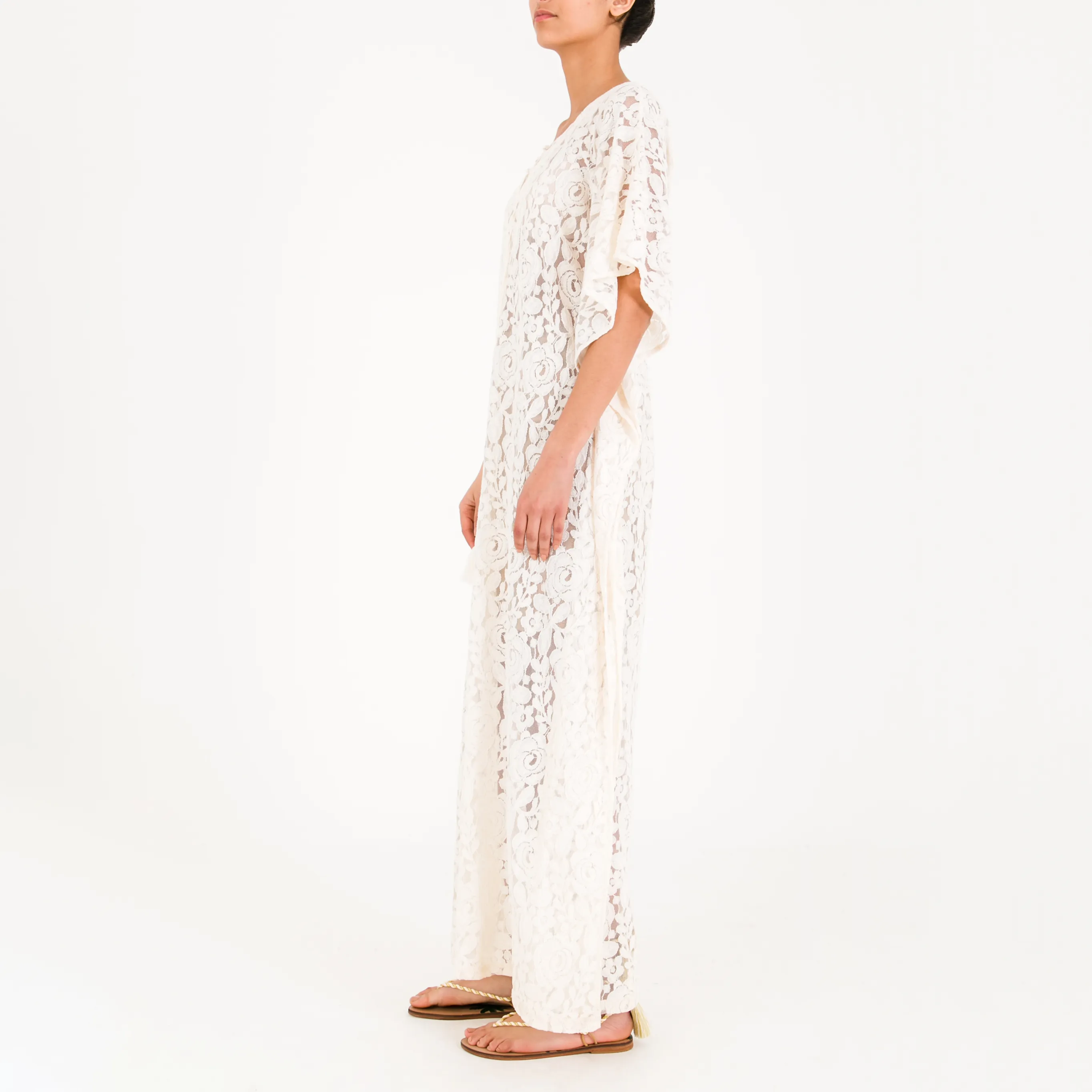 CHARLIE Off-White Lace Kaftan