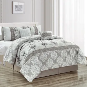 Charlotte - 5 Piece Comforter Set with Embroidery and Pleating