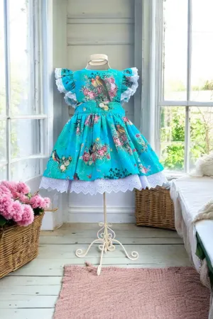 Charlotte Emma Dress | ‘Garden’ from the Enchanted Aviary Collection by Robert Kaufman ~ Sz 4