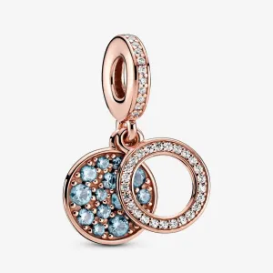 Charm pendente con doppio disco azzurro scintillante - 789186c03