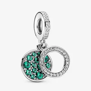 Charm pendente doppio con disco verde scintillante - 799186c02