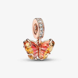 Charm Pendente Farfalla Vetro di Murano Arancione e Rosa - 782698C01