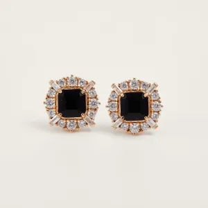 Charming Black Agate Stud Earrings