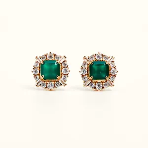 Charming Green Agate Stud Earrings